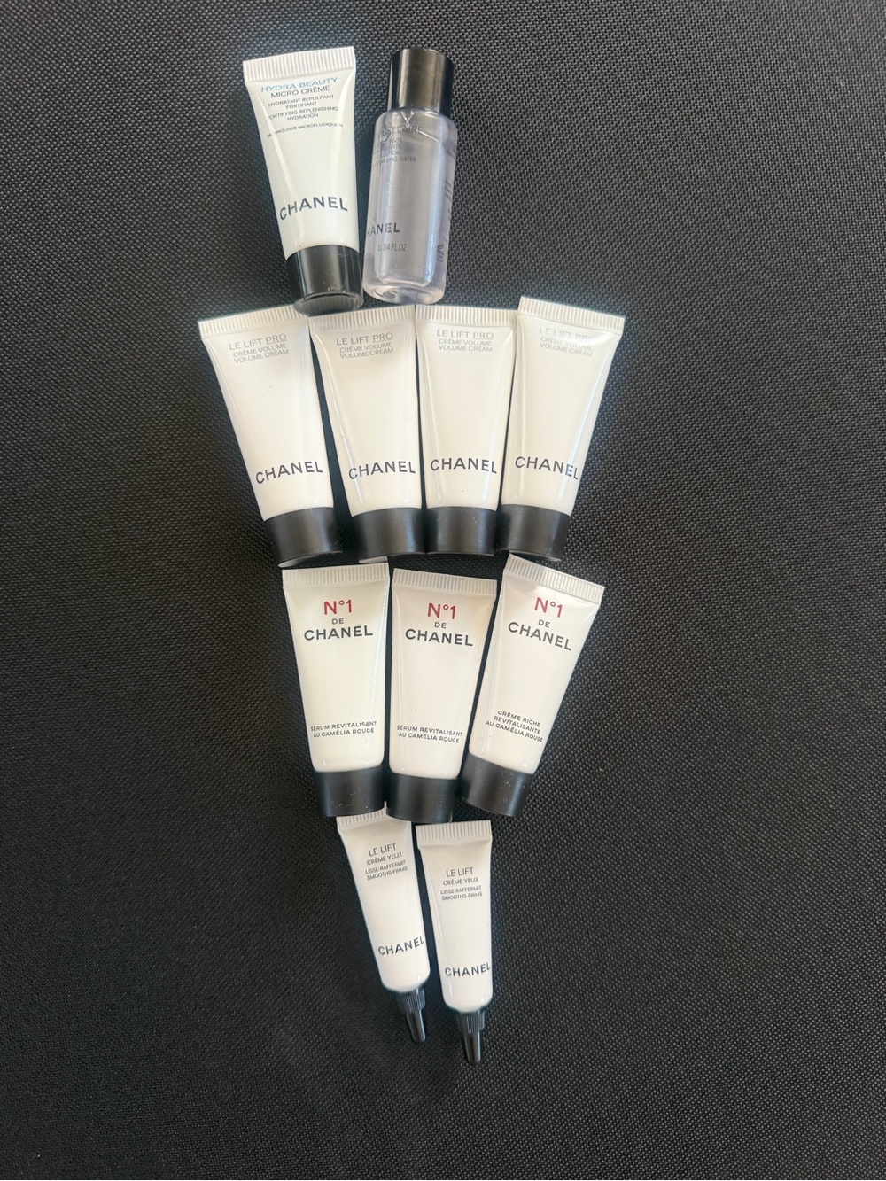 A bundle of 11 CHANEL Skincare Travel Size